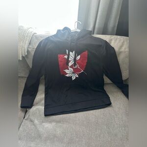 Ohio State Black Hoodie with Red Graphic and White Floral Print